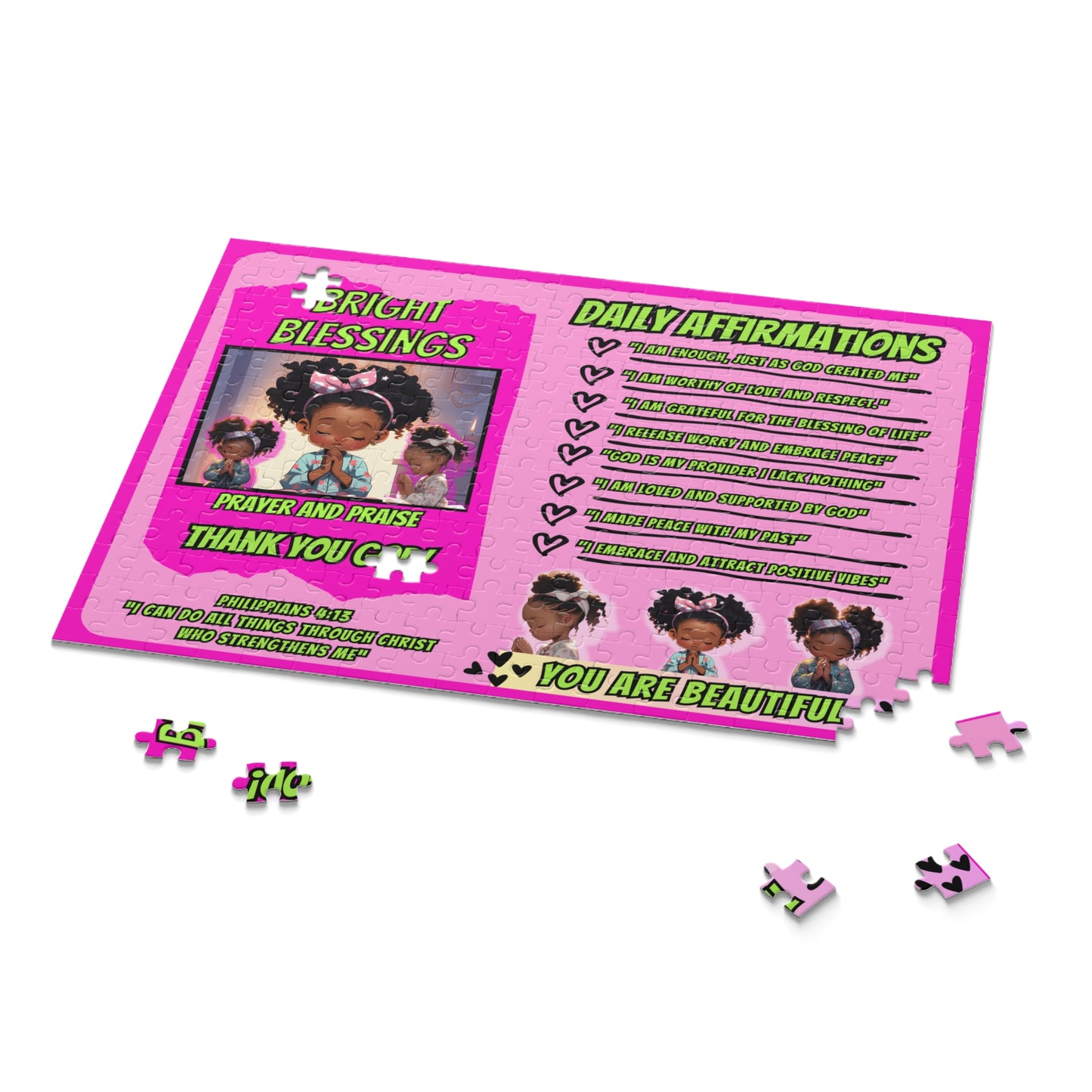 Bright Blessings Emotional Wellness Positive Affirmation Jigsaw Puzzle (120, 252, 500-Piece) For Ages 9 and Up