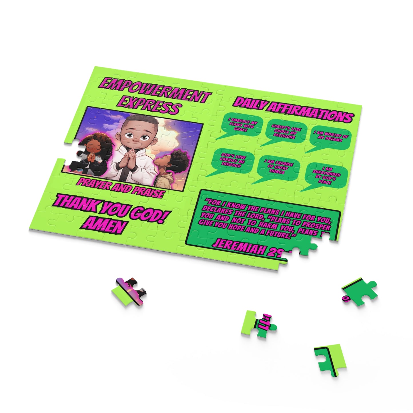 Empowerment Express Bible Verse Affirmation Jigsaw Puzzle (120, 252, 500-Piece) For Ages 9 and Up