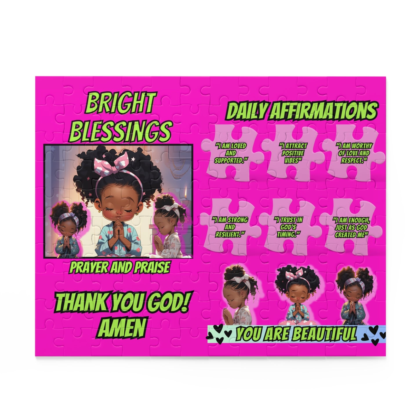 Bright Blessings Emotional Wellness Bright Pink Jigsaw Puzzle (120, 252, 500-Piece) For Ages 9 and Up