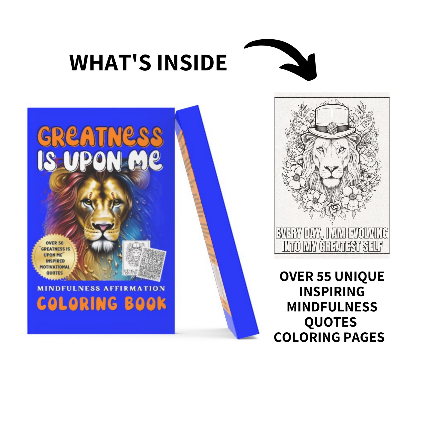 "Greatness Is Upon Me" Mindfulness Coloring Book |  8.5x11 Matte Paperback | Crayons Included