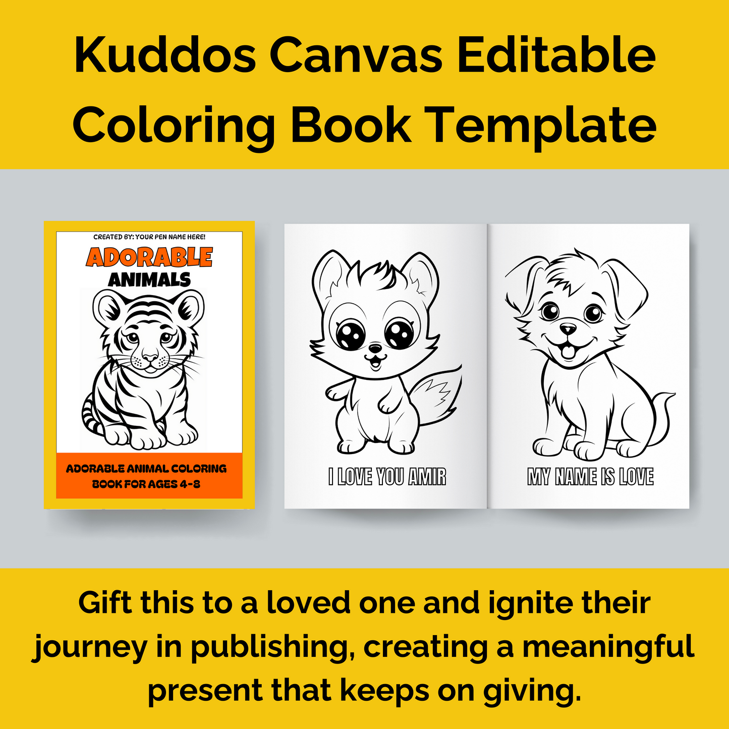 KiddoCanvas - Customisable Adorable Animal Coloring Book Toolkit | For Amazon KDP Book Publishing | 50% Off March Madness Sale