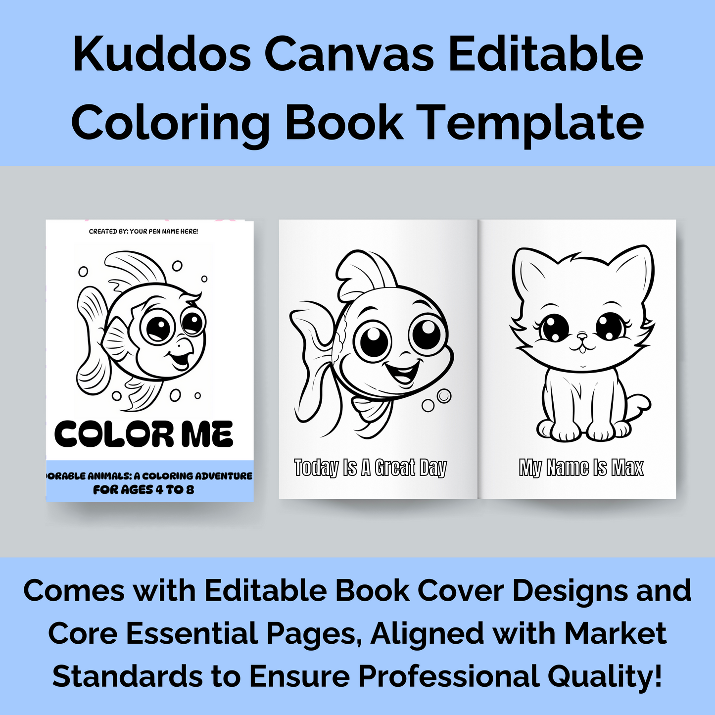 KiddoCanvas - Customisable Adorable Animal Coloring Book Toolkit | For Amazon KDP Book Publishing | 50% Off March Madness Sale