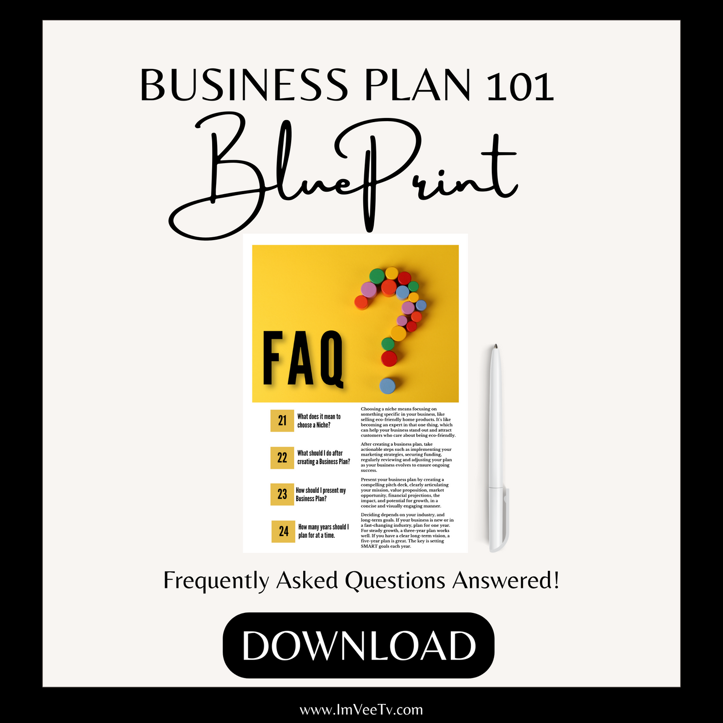 Story of FAQ Workbook| Business Plan Checklist Included FREE  For A Limited Time!