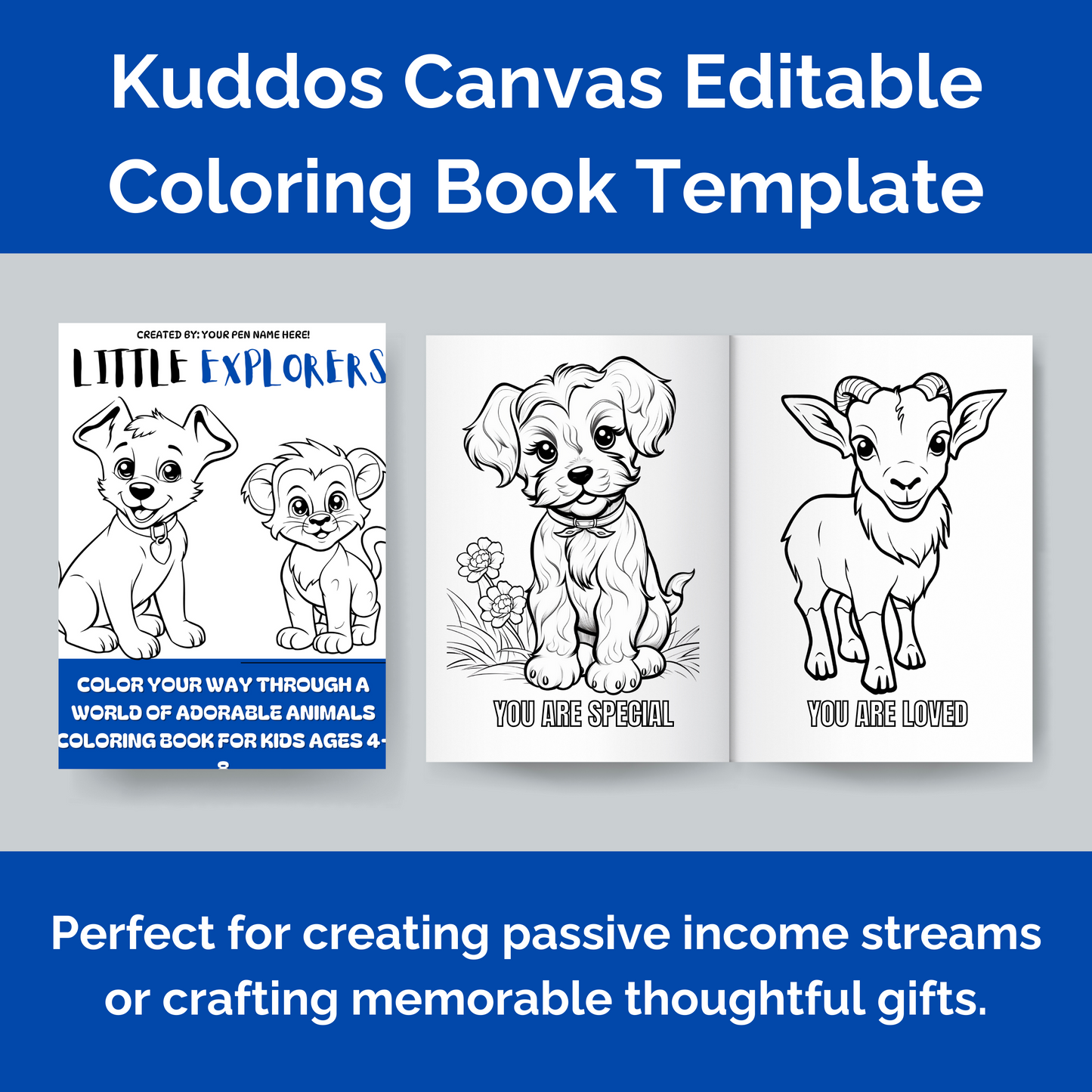 KiddoCanvas - Customisable Adorable Animal Coloring Book Toolkit | For Amazon KDP Book Publishing | 50% Off March Madness Sale