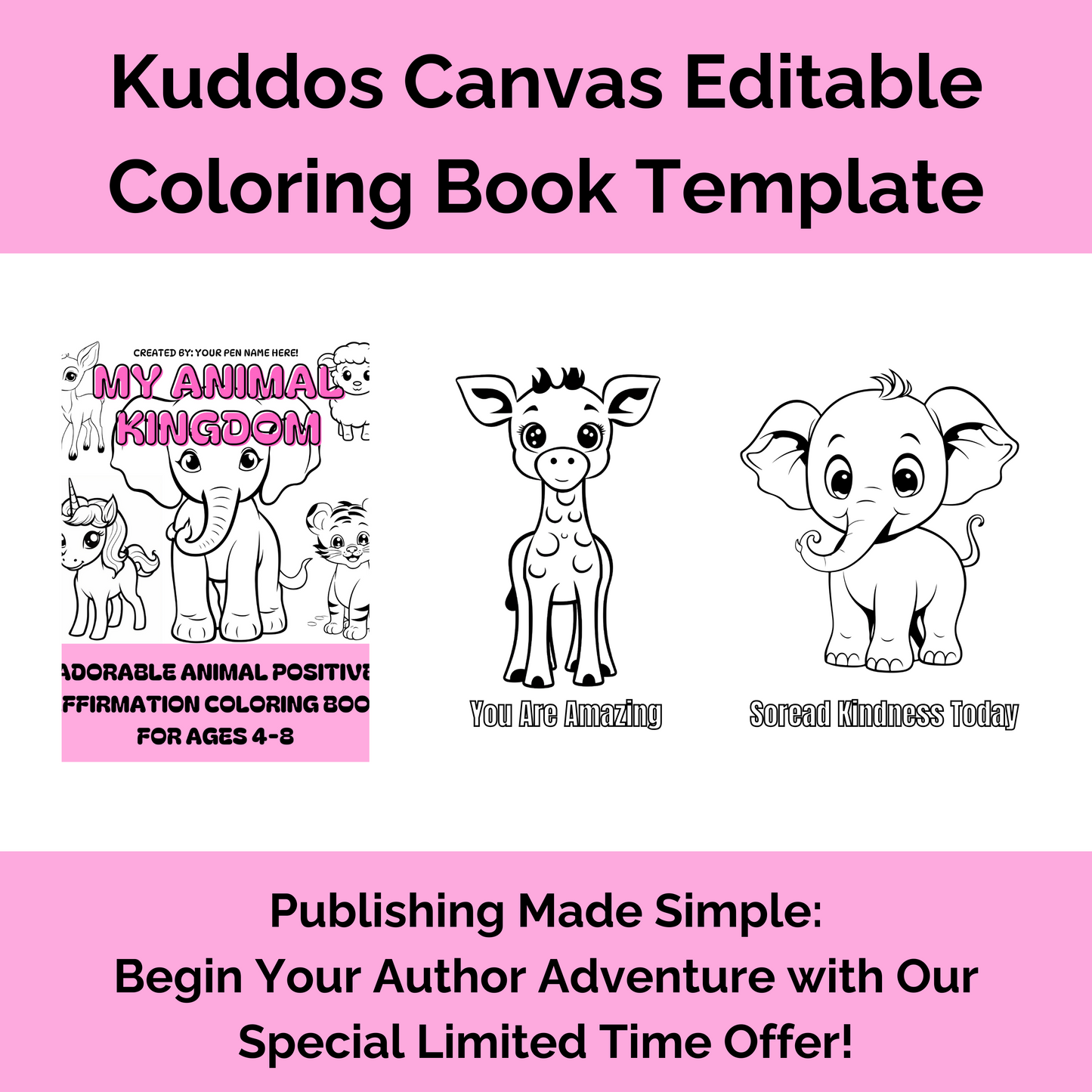 KiddoCanvas - Customisable Adorable Animal Coloring Book Toolkit | For Amazon KDP Book Publishing | 50% Off March Madness Sale