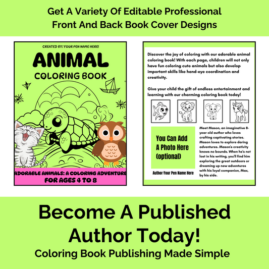 KiddoCanvas - Customisable Adorable Animal Coloring Book Toolkit | For Amazon KDP Book Publishing | 50% Off March Madness Sale