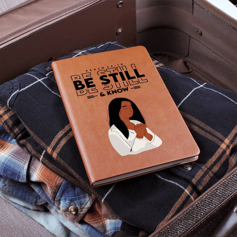 "Be Still And Know" Bible Verse Vegan Leather Motivational Blank Notebook