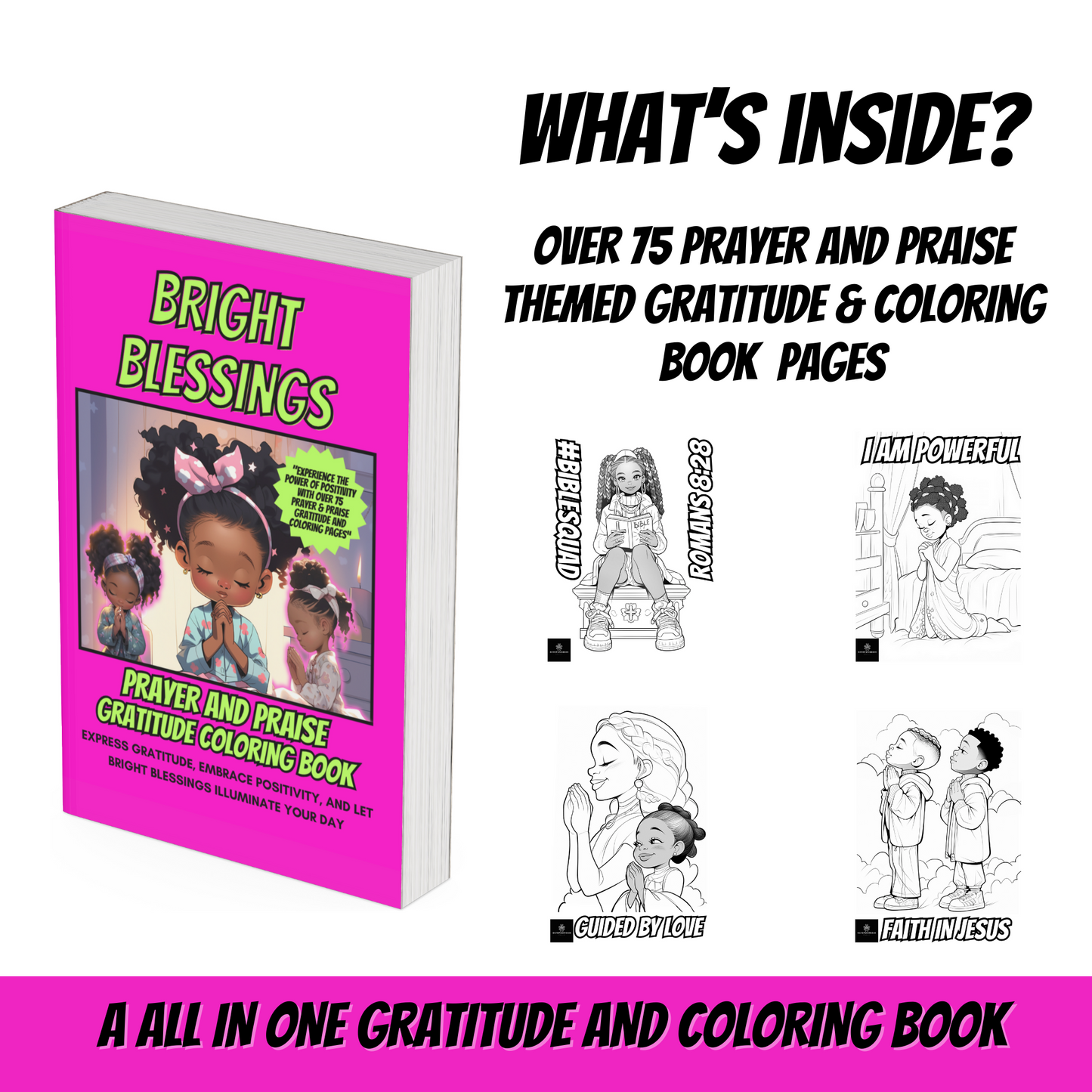 Bright Blessings Prayer and Praise Gratitude Coloring Book For All Ages | Paperback 8.5'x11'