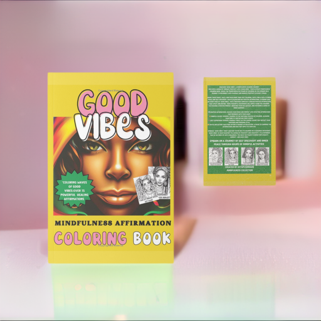 Good Vibes Motivational Affirmation Coloring Book | Matte Paperback Size 8.5x11 | Mindfulness Quotes | Crayons INCLUDED