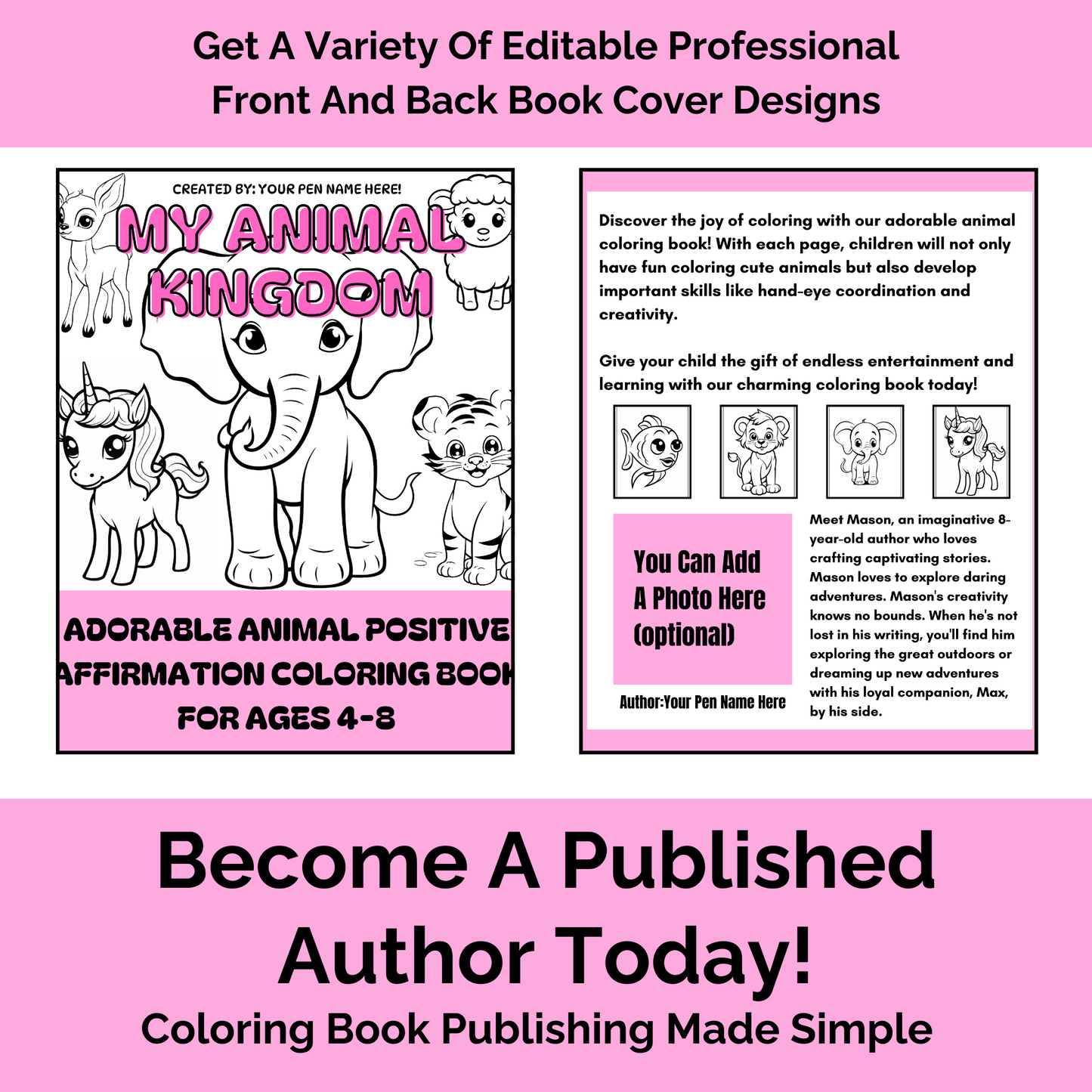 KiddoCanvas - Customisable Adorable Animal Coloring Book Toolkit | For Amazon KDP Book Publishing | 50% Off March Madness Sale