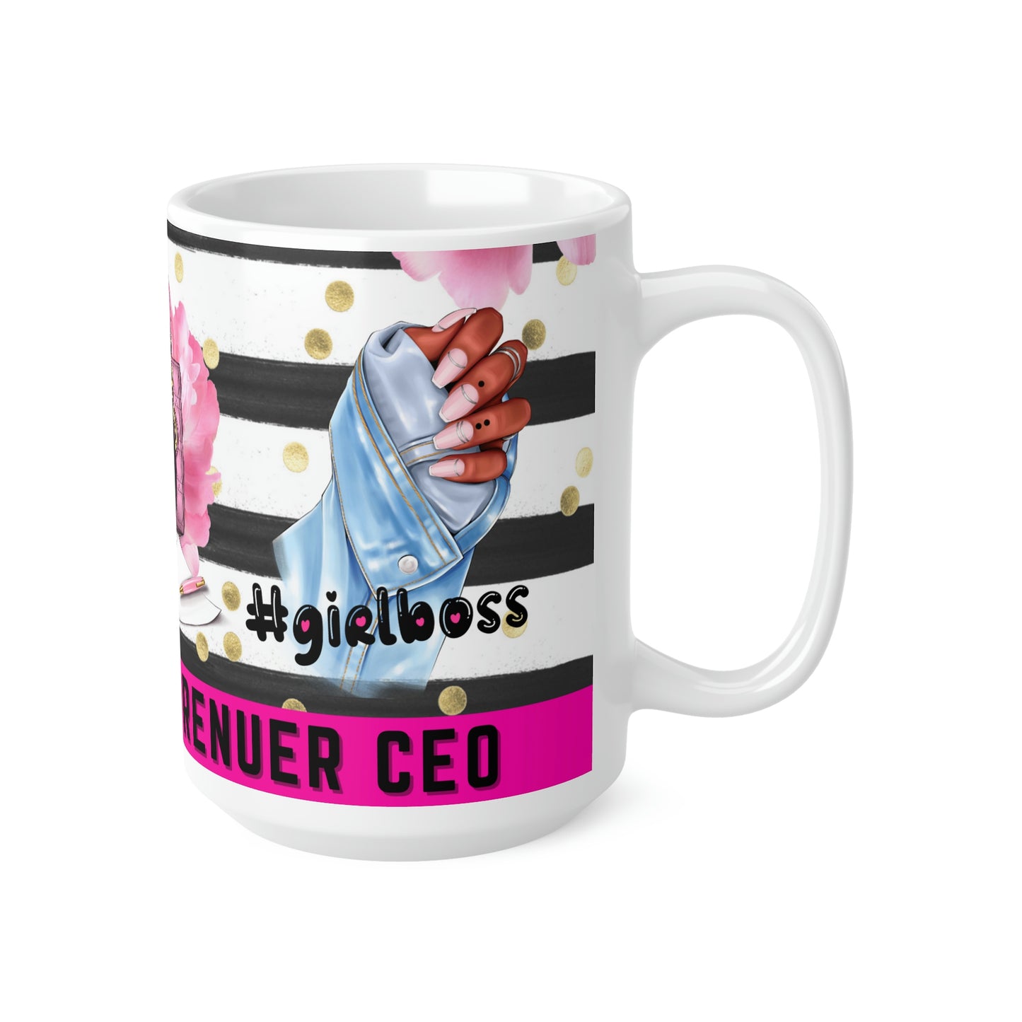 Girl Boss Ceramic Coffee Mug | Girl Boss Essentials | Melanin Gifts | Women Empowerment Gifts | Entrepreneur Large 15oz Coffee Mugs | Black girl Magic